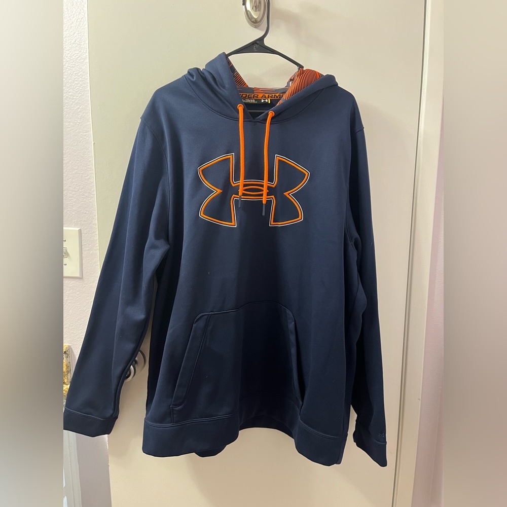 Under Armour Men's Dark Blue Hoodie with Orange Accents Like New/(RSB 4/16)